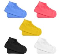 HEEZOU 5 pares de fundas de látex impermeables para zapatos de lluvia con base antideslizante para senderismo, ciclismo, fundas impermeables para calzado, multicolor, Medium