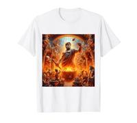 Hefesto Dios Griego del Fuego - Elaboración - Herrería Camiseta gráfica económica, Hombre, Blanco, L