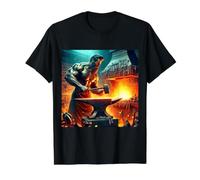 Hefesto Dios Griego del Fuego - Elaboración - Herrería Camiseta gráfica económica, Hombre, Negro, S