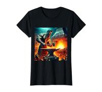 Hefesto Dios Griego del Fuego - Elaboración - Herrería Camiseta gráfica económica, Mujer, Negro, L