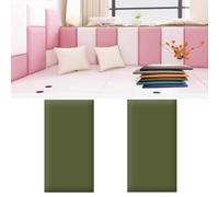 HEFJIAYCIQ Acolchado De Pared para Niños, Peel and Stick Cabecero Tapizado Paneles De Pared, Pack De 2 Paneles Dormitorio 3D Vinilos Pared,Olive Green,20x50cm