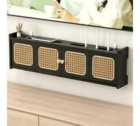 HEFJIAYCIQ Armario De Madera para Router WiFi, Caja De Montaje En Pared con Gran Capacidad De Carga, Estantería De Almacenamiento para Salón, Oficina Y Dormitorio,Black 3,35.1x4.5x9.1in