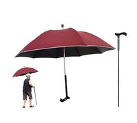 HEFJIAYCIQ Bastón 2 En 1 Paraguas, Bastón Muleta Desmontable Ligero, para Cumpleaños, Navidad, Día del Padre, Senderismo, Pasear En Lluvia Gran Regalo,Rojo,86cm/33.8inch