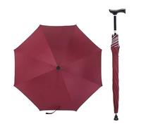 HEFJIAYCIQ Bastones Paraguas Regulables En Altura, Antiviento Antideslizante Multifunción Bastón Paraguas Andador, para Escalada, Senderismo, Pasear Bajo La Lluvia,Rojo,83~92/32~36inch