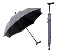 HEFJIAYCIQ Bastones Paraguas Regulables En Altura, Antiviento Antideslizante Multifunción Bastón Paraguas Andador, para Escalada, Senderismo, Pasear Bajo La Lluvia,Gris,83~92/32~36inch