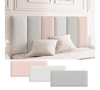 HEFJIAYCIQ Cabecero 3D Anti-Colisión Peel and Stick, Acolchado Autoadhesivo para Pared, Panel De Pared Tapizado para Dormitorio/Salón,Light Grey Set,100x50cm