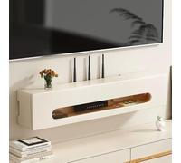 HEFJIAYCIQ Caja De Almacenamiento para Router WiFi De Pared, Armario De Madera para Router WiFi, Estante con Regleta Y Ocultador De Cables para Módem,Blanca,23.6x7.9x7.9in