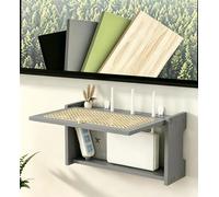 HEFJIAYCIQ Caja De Madera para Router, Armario De Montaje En Pared para Módem WiFi, Caja para Ocultar Cables De TV, Protector contra Sobretensiones, Concentrador USB Y Regleta,Gray 1,15.7x4.5x9.1in