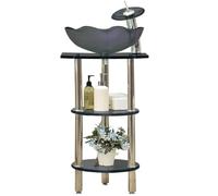 HEFJIAYCIQ Conjunto De Lavabo De Baño De 16", Patas De Soporte Independientes De Acero Inoxidable, Mueble De Baño Con Lavabo De Cristal Templado,Gray 2,1Set