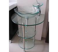 HEFJIAYCIQ Conjunto De Lavabo De Cristal Templado Para Baño, Lavabo De Sobremesa Con Grifo Y Desagüe En Cascada, Conjunto Combinado De Discos De Cristal A Juego,Clear,1set