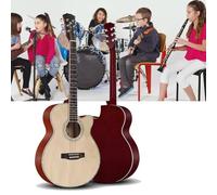 HEFJIAYCIQ Guitarra Acústica De Madera Para Adultos, 40 Pulgadas/41 Pulgadas, 6 Cuerdas De Acero, Construcción Totalmente En Abeto, Tutorial Básico De Guitarra Folk Para Principiantes,6,40in