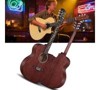 HEFJIAYCIQ Guitarra Acústica De Madera Para Adultos, Tutorial Básico De Guitarra Folk Para Principiantes, Con Funda, Afinador, Cuerdas Y Púas,Marrón,41in