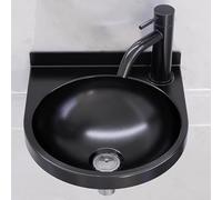 HEFJIAYCIQ Lavabo De Baño Flotante Para Montar En La Pared, Con Grifo Y Desagüe Cromados, Diseño Compacto Especialmente Pensado Para Espacios Reducidos,Black 1,25x25x15cm