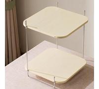 HEFJIAYCIQ Organizador De Esquina para Encimera, Organizador con Estructura Metálica De Dos Niveles Y Separador De Bambú, Estante para Especias De Cocina,White 2,31x31x39cm