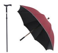 HEFJIAYCIQ Paraguas Bastón 2 En 1, Bastón Paraguas Ajustable En 5 Niveles De Altura, Bastón Portátil Para Escalada Y Senderismo,Rojo,87~96cm/34~37inch