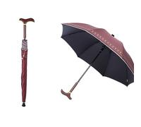 HEFJIAYCIQ Paraguas Bastón Multifunción, Antideslizante Ligero Bastón De Madera Diseño De Mango Largo, Paraguas Bastón para Andar por La Ciudad A Prueba De Viento,Rojo,83cm/32.6inch