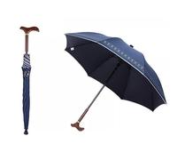 HEFJIAYCIQ Paraguas Bastón Multifunción, Antideslizante Ligero Bastón De Madera Diseño De Mango Largo, Paraguas Bastón para Andar por La Ciudad A Prueba De Viento,Azul,83cm/32.6inch