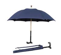 HEFJIAYCIQ Paraguas Bastón, Paraguas De Muleta De Autoprotección A Prueba De Viento, Para Escalada, Senderismo, Pasear Bajo La Lluvia Gran Regalo,Azul,86cm/33inch