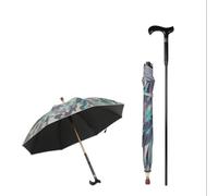 HEFJIAYCIQ Paraguas Bastón, Paraguas De Muleta De Autoprotección A Prueba De Viento, Para Escalada, Senderismo, Pasear Bajo La Lluvia Gran Regalo,Natural,87cm/34inch