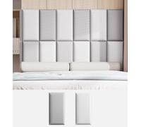 HEFJIAYCIQ Peel and Stick Cabecero Paneles, 3D Anti-Colisión Cabecero Paneles De Pared, Dormitorio/Salón Tapizado Panel De Pared,Light Grey+White,80x50cm
