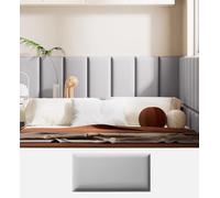 HEFJIAYCIQ Peel and Stick Cabecero Paneles, 3D Anti-Colisión Cabecero Paneles De Pared, Dormitorio/Salón Tapizado Panel De Pared,Light Grey,120x50cm
