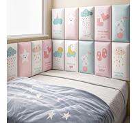 HEFJIAYCIQ Peel and Stick Cabecero para Niños, Acolchado De Pared Tapizado 3D Anticolisión, Paneles De Pared Decorativos para Sala De Juegos,Cartoon Set,40x50cm