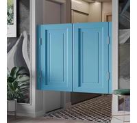 HEFJIAYCIQ Puertas Batientes De Madera Para Cafetería, Puerta Interior De Madera Maciza De Media Altura Con Cierre Automático, Valla De Cocina Estilo Mediterráneo Con Bisagras,Blue 2,105x100cm