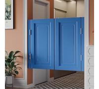 HEFJIAYCIQ Puertas Batientes De Madera Para Cafetería, Puerta Interior De Madera Maciza De Media Altura Con Cierre Automático, Valla De Cocina Estilo Mediterráneo Con Bisagras,Blue 1,95x100cm