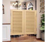 HEFJIAYCIQ Puertas Batientes Puertas De Cafetería, Cierre Automático Interior Madera Maciza Media Puerta, Para Escaleras Pasillo Cocina Barra De Bar Entrada Tabique,Natural,80x90cm