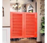 HEFJIAYCIQ Puertas Batientes Puertas De Cafetería, Cierre Automático Interior Madera Maciza Media Puerta, Para Escaleras Pasillo Cocina Barra De Bar Entrada Tabique,Rojo,85x100cm