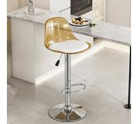 HEFJIAYCIQ Taburetes Giratorios Transparentes Ajustables, Sillas De Bar Acrílicas Sin Reposabrazos con Reposapiés Y Respaldo, para Isla De Cocina, Bar, Comedor O Mostrador,Yellow 2,60~80cm