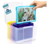 HEFTMAN Cajas de fotos de arcoíris de 5 x 7 pulgadas, caja de almacenamiento transparente para fotos con 6 cajas interiores de almacenamiento de fotos, capacidad para 600 fotos