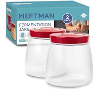 HEFTMAN Fermentacion Frascos de Vidrio con Tapa - Fermentador con Ventilación de Liberación de Aire de 1 vía, 1 Litro para Fermentación Kéfir, Kimchi, Fermentadora de Masa Madre (2 Unidades)