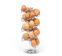 HEFTMAN Huevo en espiral plateado - Almacenamiento independiente de huevos para cocina con capacidad para hasta 32 huevos - resistente huevo Helter Skelter