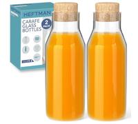 HEFTMAN Lot de 2 botellas de vidrio de 1,5 l con tapón de corcho para bebidas calientes y frías, botellas reutilizables de suavizante de tejido