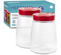 HEFTMAN Tarro De Fermentación Vaso Con Ventilación De Liberación De Aire De 1 Vía Ideal Para Seguridad Ideal Para Una Fermentación Segura - 1.4L - Paquete de 2