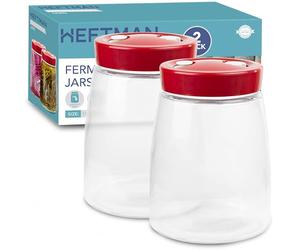 HEFTMAN Tarro De Fermentación Vaso Con Ventilación De Liberación De Aire De 1 Vía Ideal Para Seguridad Ideal Para Una Fermentación Segura - 1.4L - Paquete de 2