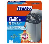 Hefty Bolsas de basura de cocina altas ultra fuertes, opacas, explosión limpia, 13 galones, 80 unidades-1