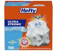 Hefty Bolsas de basura ultra fuertes de 13 galones, bolsas de basura altas de cocina de 13 galones, cierre de cordón, control continuo de olores, color blanco, aroma a explosión limpia, 110 bolsas