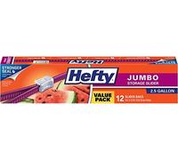 Hefty Jumbo bolsas de almacenamiento deslizantes, 2.5 galones 12 ea, Pack De 4, 4