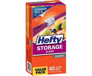 Hefty Slider bolsas de almacenamiento, cuarto, 40 unidades