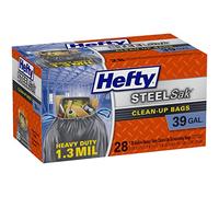 Hefty Sak de acero resistente con cordón ajustable bolsas de basura, color negro, 39 L