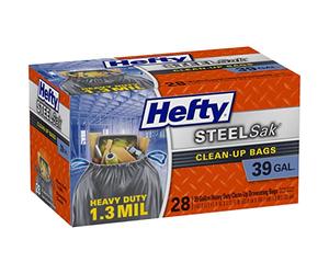 Hefty SteelSak - Bolsas de basura grandes y resistentes, 39 galones, 28 unidades
