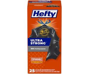Hefty Ultra Strong Multipurpose Large Black Trash Bags - 30 Gallon, 25 Count