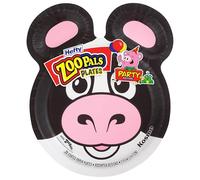 Hefty Zoo Pals Party Edition Platos de papel para niños, diseños de animales surtidos, 7.75 pulgadas con dos compartimentos de inmersión, 20 unidades