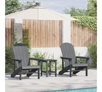 HEFZGDB Adirondack Juego de sillas con mesa 2 sillas y mesa auxiliar HDPE resistente a la intemperie muebles de jardín gris claro ergonómico para exteriores balcón terraza