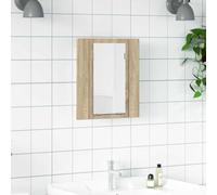 HEFZGDB Armario con espejo LED para baño, roble Sonoma, 40 x 12 x 45 cm, acrílico con iluminación RGB y puerto USB, dos estantes para almacenamiento, se puede limpiar con un paño húmedo, diseño
