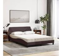 HEFZGDB Cama con colchón marrón oscuro, 140 x 190 cm, tela, cama juvenil, cama de invitados, cama matrimonial para invitados, salón, albergue dormitorio