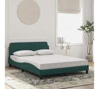 HEFZGDB Cama con colchón verde oscuro 140 x 190 cm terciopelo cama matrimonial cama individual para salón, habitación de invitados, dormitorio albergue