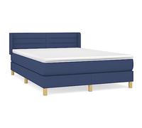 HEFZGDB Cama con somier con colchón, color azul, 140 x 190 cm, de tela, cama matrimonial, cama individual, para dormitorio, salón, hostal, habitación de invitados